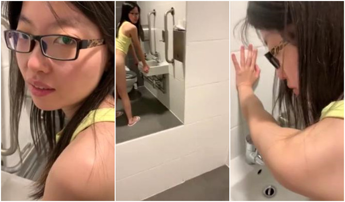 粉嫩一線鮑妹子第一次的肛交紀錄就大膽在公廁開幹的!封面