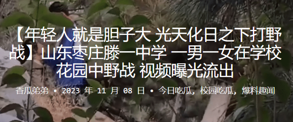 山东枣庄滕一中学一男一女在学校花园中野战视频曝光流出封面