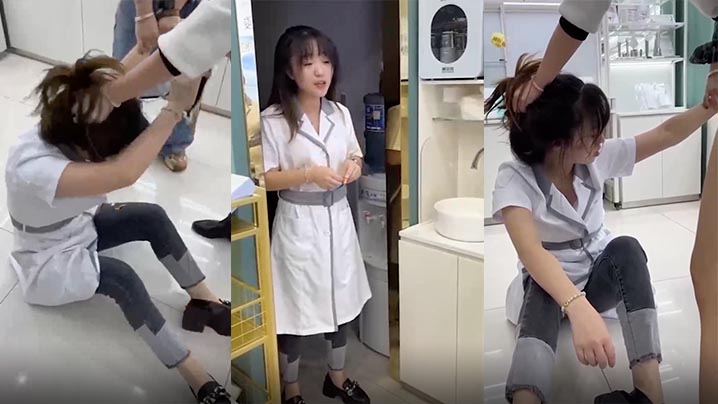 网曝热门事件化妆品专卖店的小三被打_衣服都扒奶子都露出来了太暴力_骑着凑_别说还挺漂亮封面