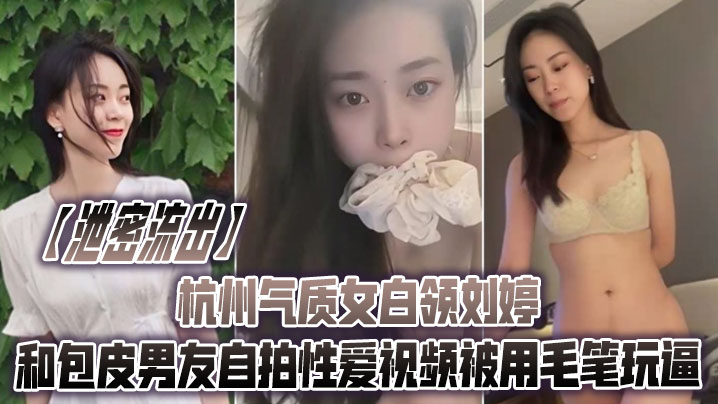 泄密流出杭州气质女白领刘婷和包皮男友自拍性爱视频被用毛笔玩逼封面