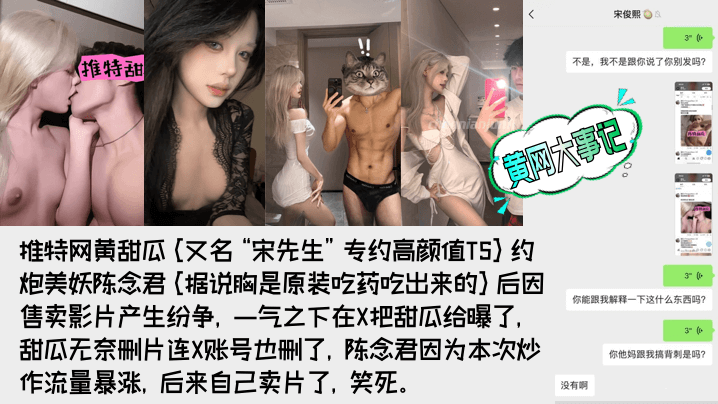 重磅吃瓜著名网黄甜瓜宋先生被极品高颜值TS陈念君曝光真实身份背刺事件始末附陈念君合集最全了封面