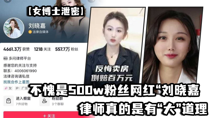 不愧是500w粉丝网红刘晓嘉律师真的是有大道理的流的量算是让她玩明白了封面