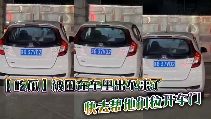 吃瓜被困在车里出不来了快去帮他们拉开车门.封面