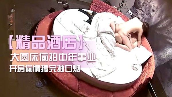 精品酒店大圆床偷拍.中年事业男和少妇开房偷情搞完抽口烟封面