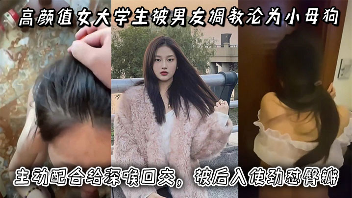 高颜值女大学生被男友调教沦为小母狗主动配合给深喉.口交被后入使劲怼臀瓣最后正面快速抽插小穴封面