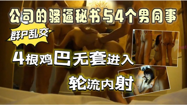 公司的骚逼人妻秘书酒店内与4个男同事群P乱交4根.鸡吧无套进入轮流内射封面