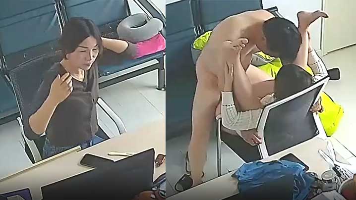 黑客破解网络摄像头监控偷拍公司女财务和经理经常趁.着没人在办公室沙发和椅子上偷情封面